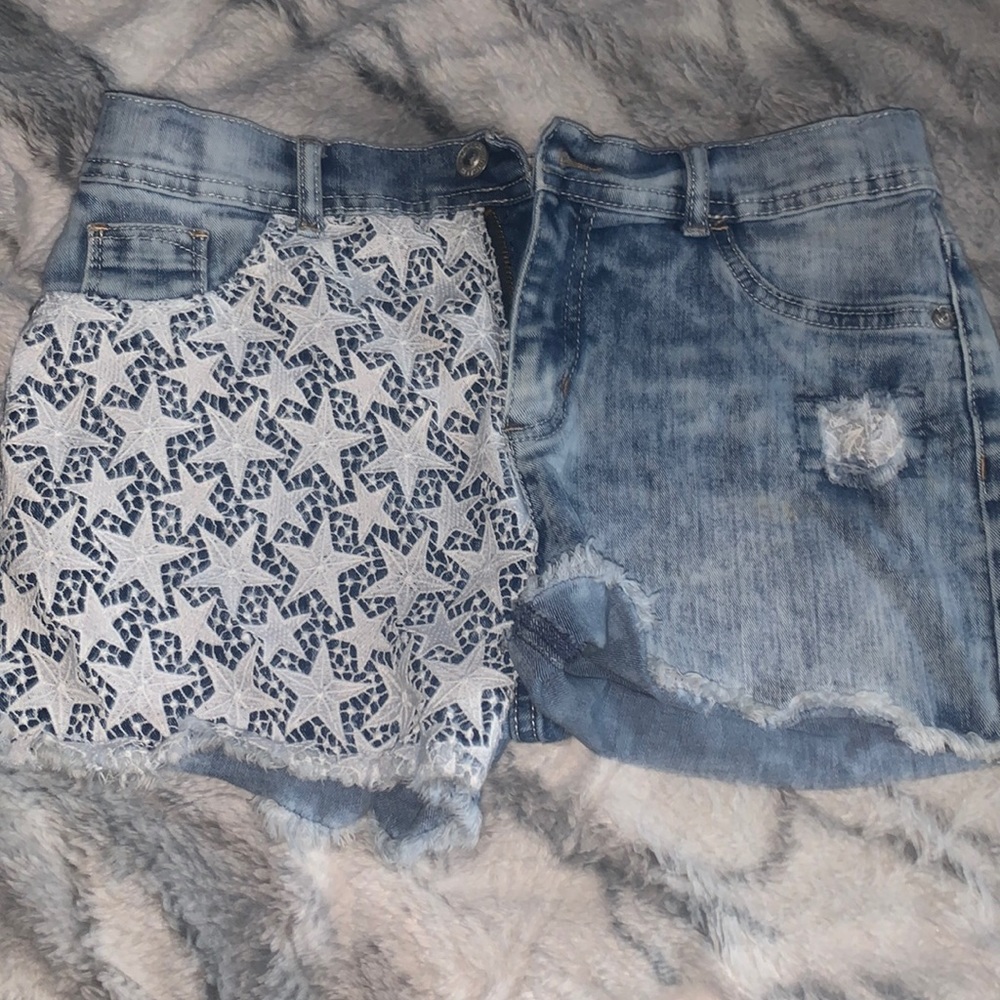 kids jordache light blue and white jean shorts size 16